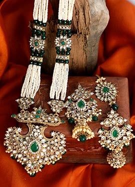 Dark Green Kundan Beaded Bridal Necklace Set