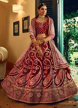 Buy Maroon Lehenga Choli Online 