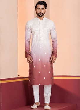 Dark Mauve Silk Sequins Embroidered Kurta Pyjama