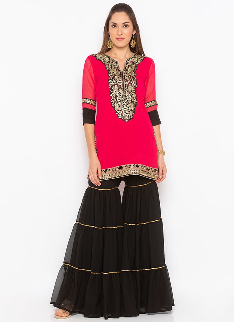 Dark Pink Embroidered kurti