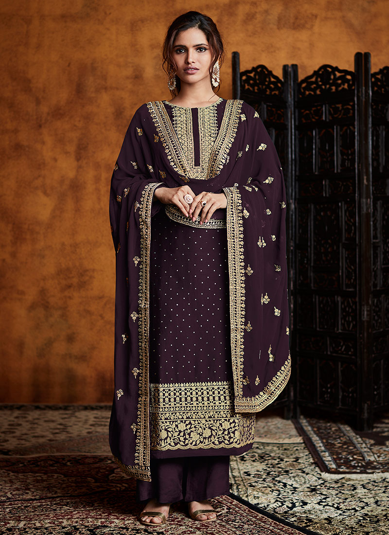 heavy embroidered palazzo suits