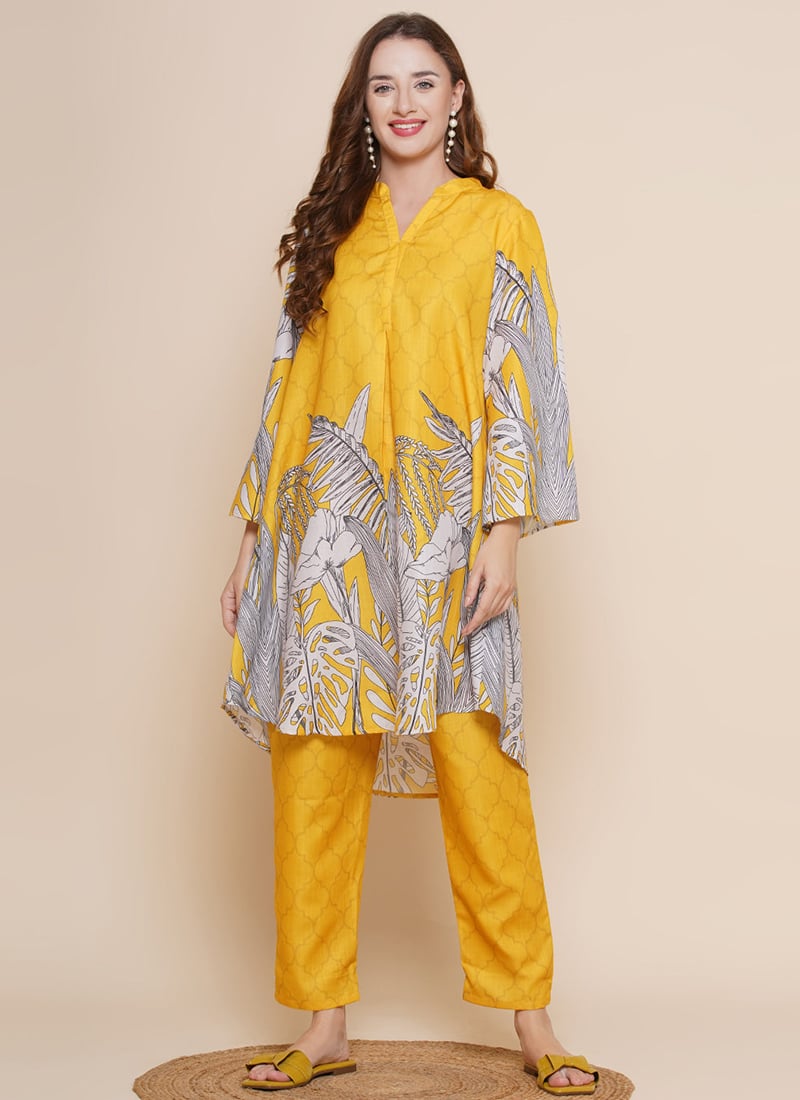 Dazzling Blended Cotton Printed Indowestern Co ord Sets After Six Wear