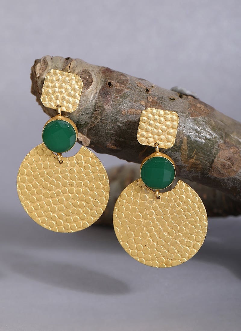Dazzling Gold Plated Alloy Drops Party Wear
