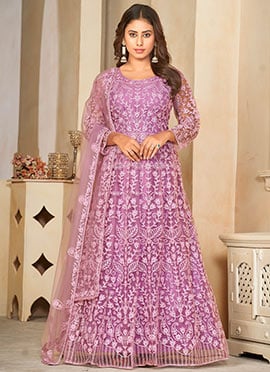 Dazzling Net Embroidered Anarkali Suit