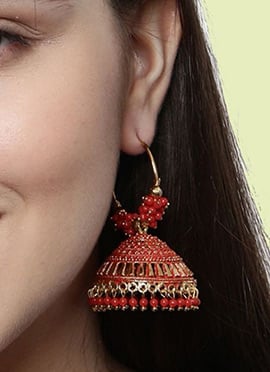 Dazzling Red Beaded Jhumka