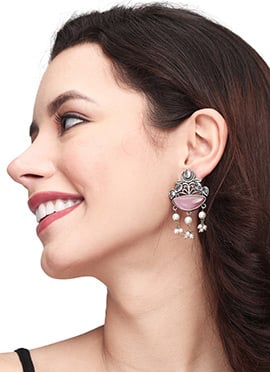 Dazzling Silver Oxidised Pink Drop