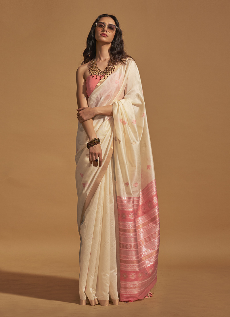 Dazzling Tusser Silk Handloom Saree Festive Wear