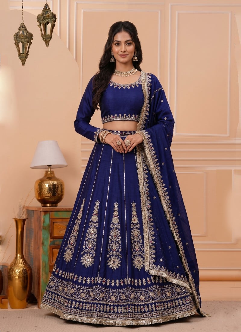 Deep Purple Chinon Sequins Embroidered Lehenga After Six Wear