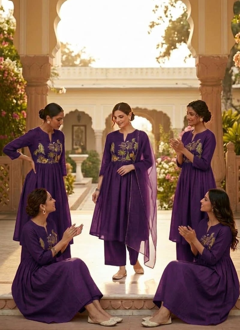 Deep Purple Resham Embroidered Silk Anarkali Suit Festive Wear