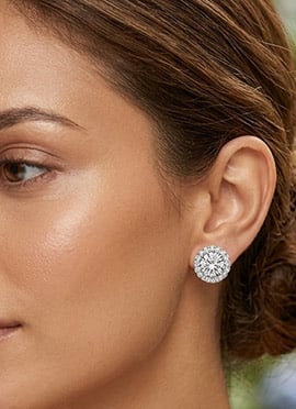 Delicate 925 Sterling Silver Moissanite Stone Stud Earrings