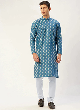 Delicate Blended Cotton Printed Kurta Pyjama