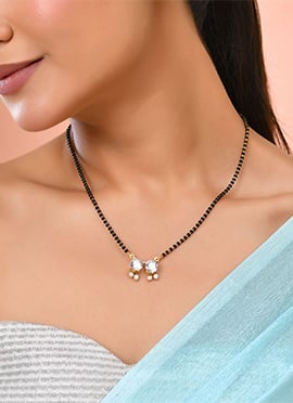 Delicate Gold Plated White Stone Mangalsutra Necklace for Women