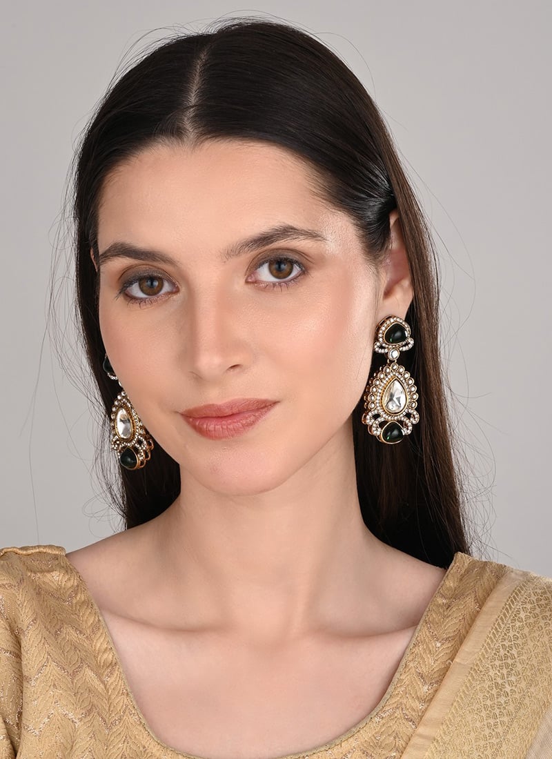 Delicate Green Stone Drops Festive Wear