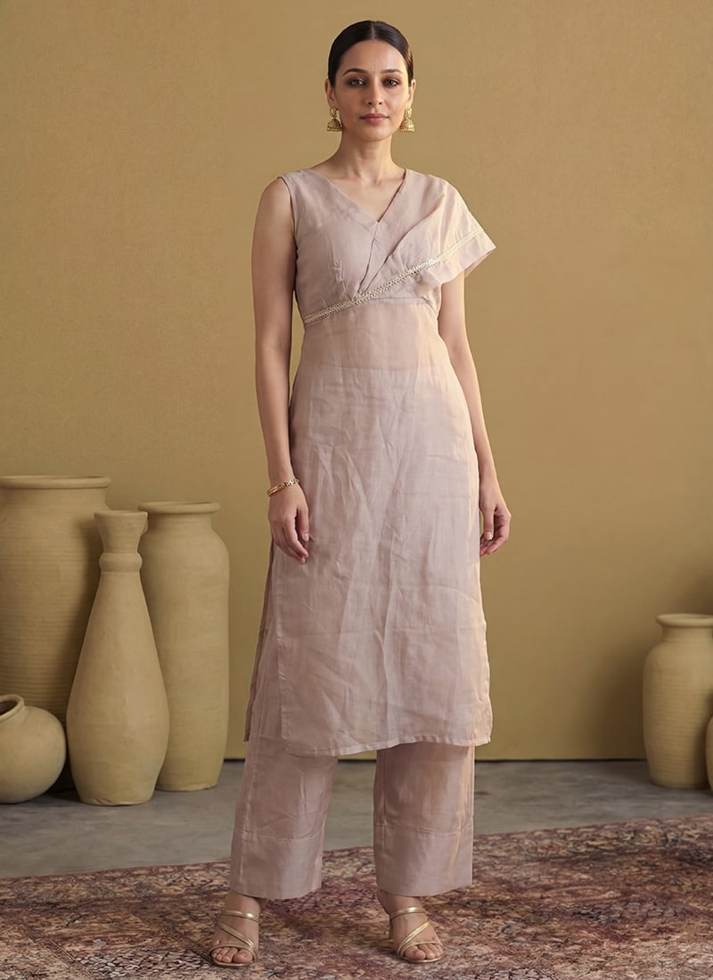 Delicate Lavender Silk Indowestern Set And Suit After Six Wear