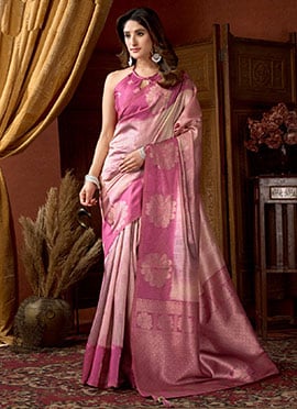 Delicate Light Pink Kota Silk Jacquard Saree