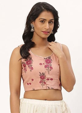 Delicate Peach Cotton Printed Blouse