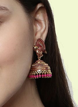 Delicate Pink Beaded Jhumka