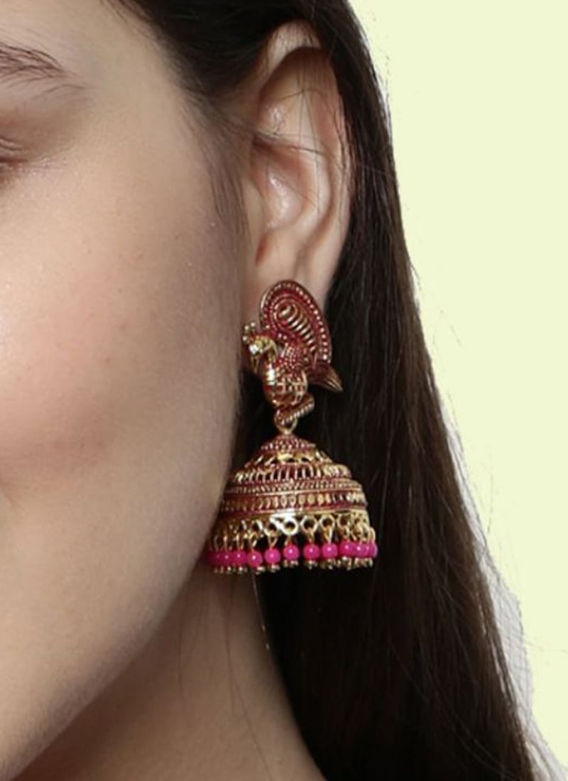 Delicate Pink Beaded Jhumka