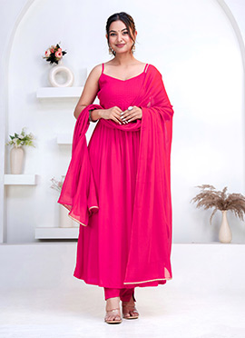 Delicate Pink Rayon Anarkali Suit