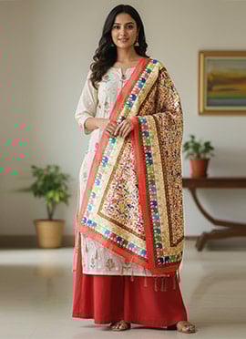 Delicate Pink Silk Digital Print Dupatta