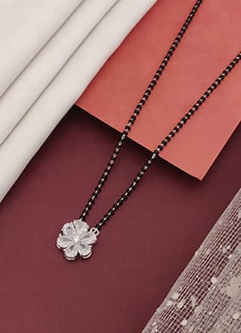 Delicate Silver Beads Kundan Mangalsutra