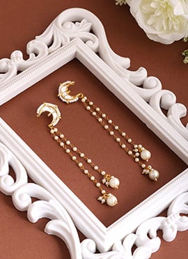Delicate White Kundan Beads Danglers