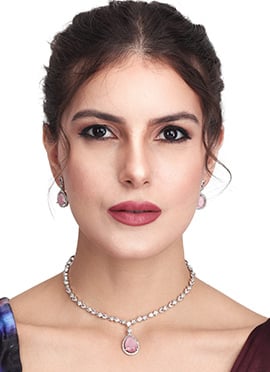 Delightful Silver Pink Stone Necklace