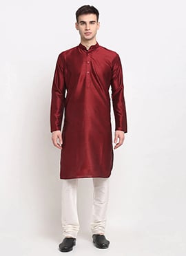 Detailed Cotton Blend Dupion Kurta Pyjama