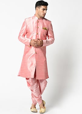 Distinctive Silk Dupion Dhoti Style Indowestern Sherwani