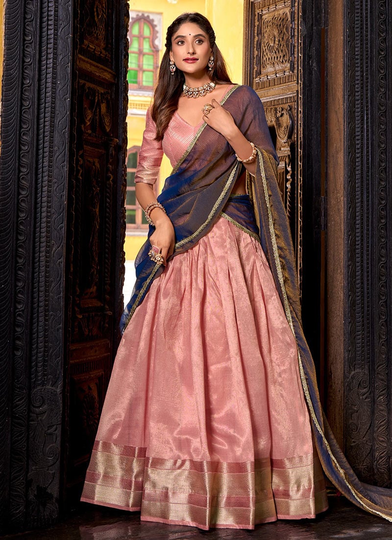 Dreamy Pink Zari A Line Lehenga Festive Wear