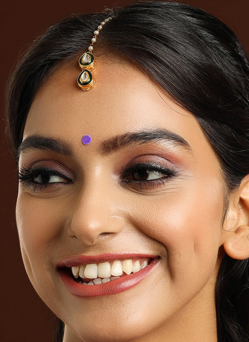 Dual Drop Green Kundan Mangtikka Festive Wear