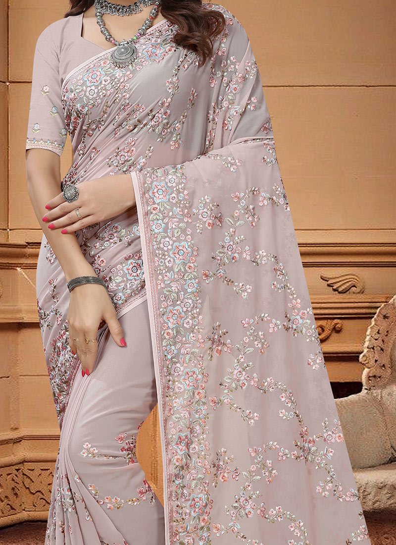 Lavendar Powder crape Saree