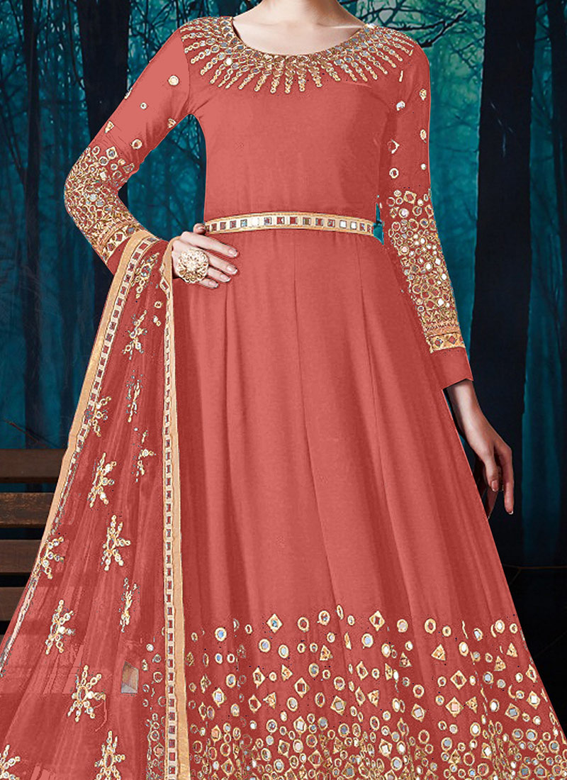 mirror work anarkali suit