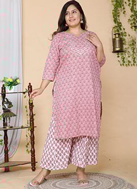 Eclectic Elegance Floral Printed Cotton Kurta Palazzo Set