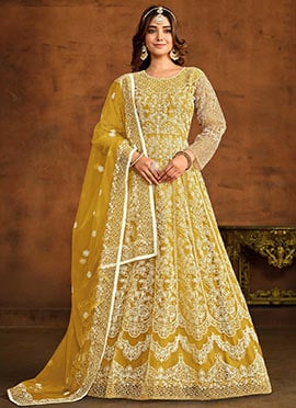Eelgantly Embroidered Net Anarkali Suit