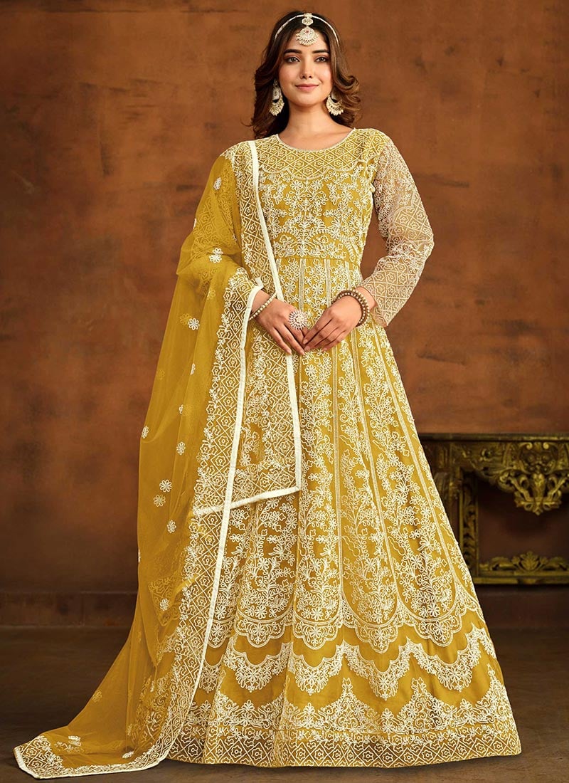 Eelgantly Embroidered Net Anarkali Suit Party Wear