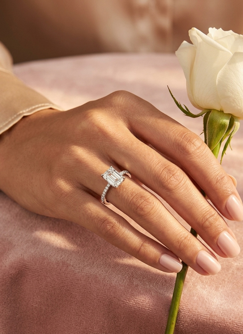 Elegant 925 Sterling Silver Moissanite Ring Wedding Wear