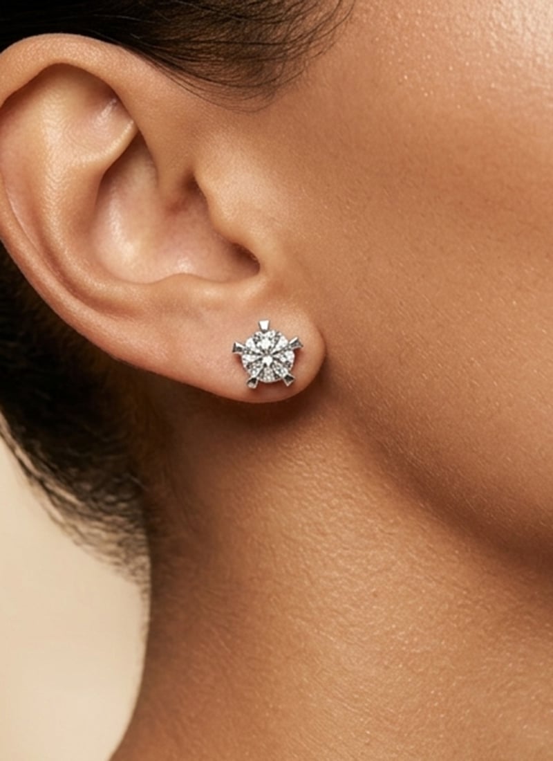 Elegant 925 Sterling Silver Moissanite Stud Earrings Wedding Wear