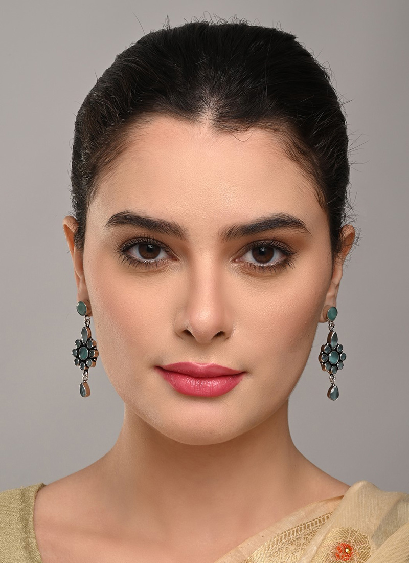 Elegant Aqua Green Stone Drops After Six Wear