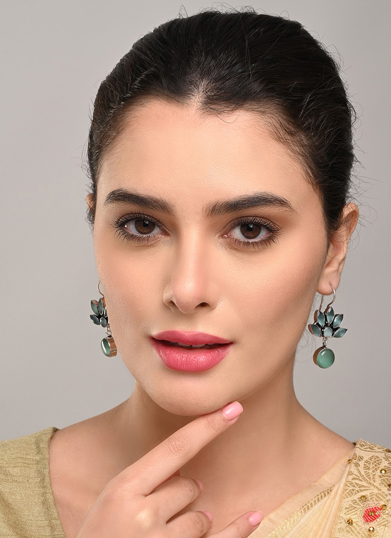 Elegant Aqua Green Stone Drops After Six Wear
