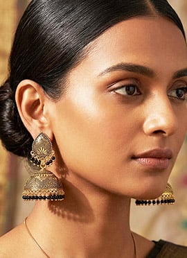 Elegant Black Beaded Jhumka