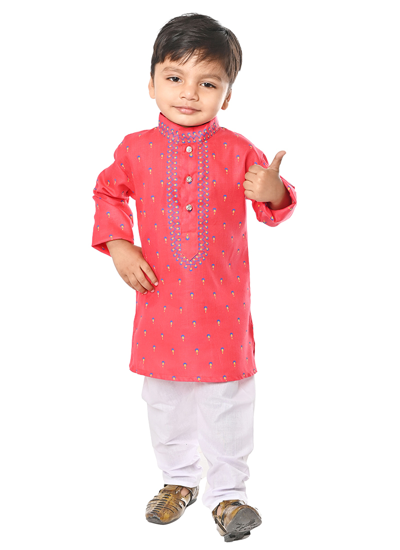 Elegant Blended Cotton Kids Boys Kurta Pyjama