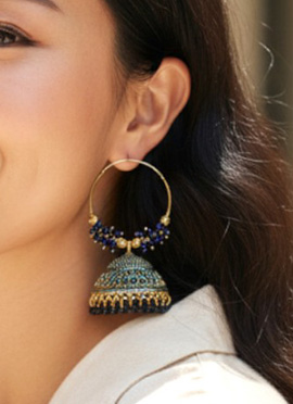 Elegant Blue Beaded Jhumka