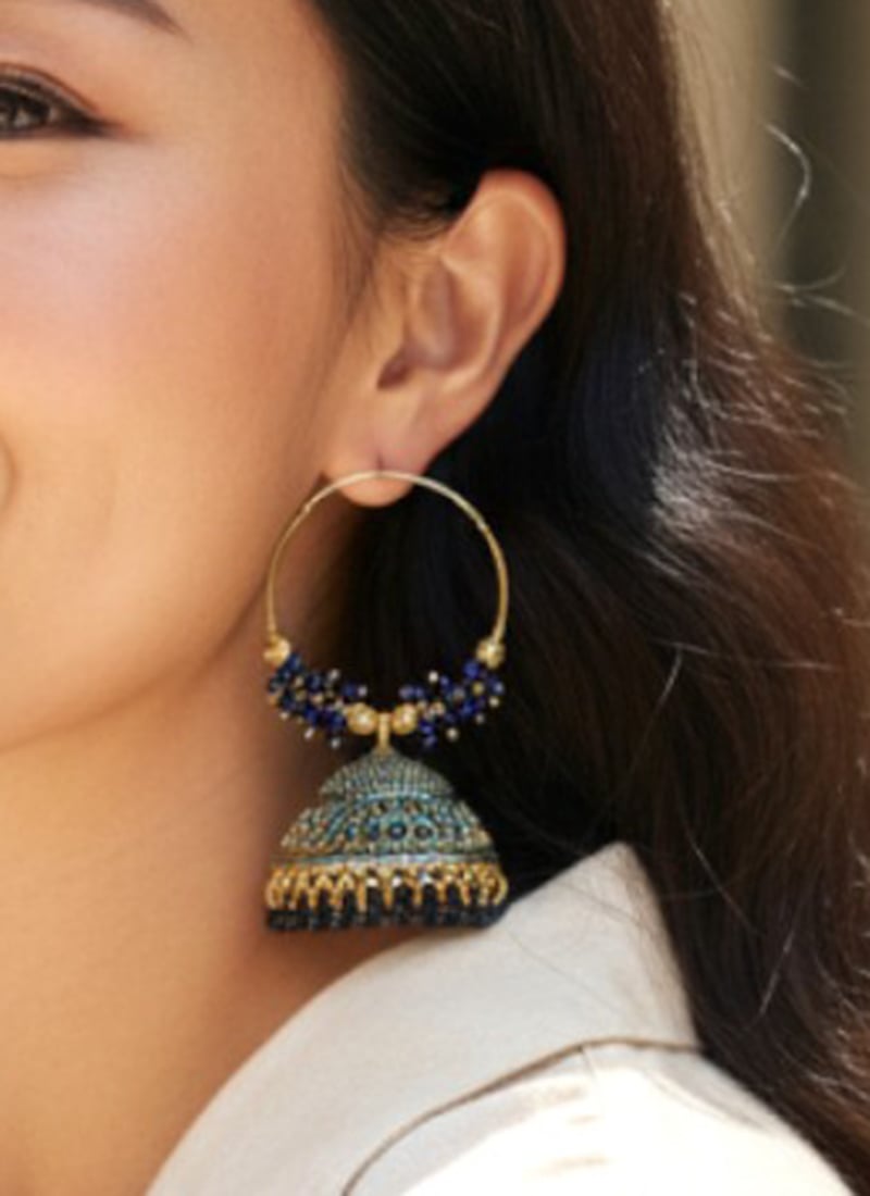 Elegant Blue Beaded Jhumka