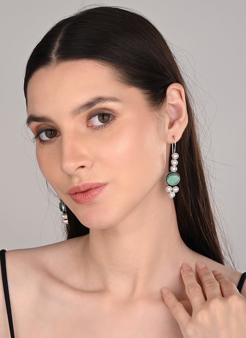 Elegant Blue Pearl Stone Drops After Six Wear