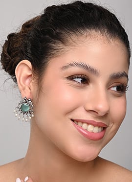 Elegant Blue Pearl Stone Studs