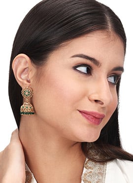 Elegant Gold Pearl Stone Jhumka