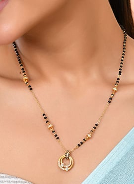 Elegant Gold Plated Black Beads Mangalsutra Necklace for Women