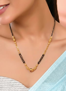 Elegant Gold Plated Black Beads Mangalsutra Necklace for Women
