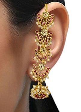 Elegant Gold Plated Kundan Beads Danglers